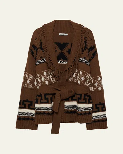Simkhai Elwood Fringe Wrap Cardigan In Brown