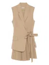 Simkhai Eman Pleated Mini Dress In Camel In Brown