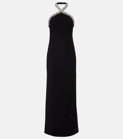 Simkhai Embellished Halterneck Crêpe Gown In Black
