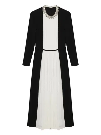 SIMKHAI EMBELLISHED PLEATED MIDI DAY DRESS