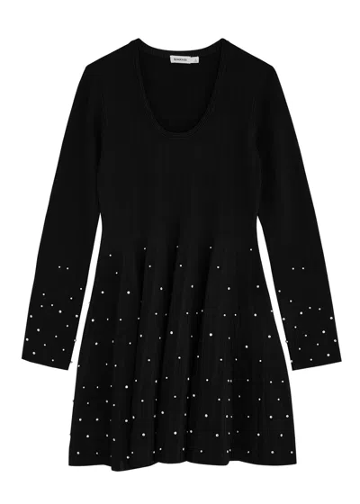 Simkhai Embellished Stretch-knit Mini Dress In Black