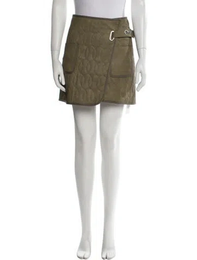 Pre-owned Simkhai Embroidered Accent Mini Skirt In Green