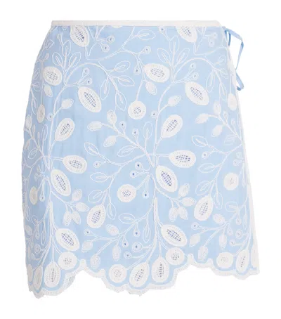 Simkhai Embroidered Delaney Mini Skirt In Blue