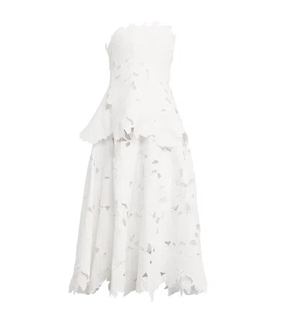 Simkhai Embroidered Floral Strapless Midi Dress In White