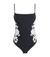 Simkhai Embroidered Juniper Swimsuit In Black