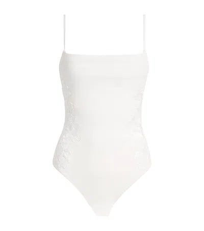 Simkhai Embroidered Juniper Swimsuit In White