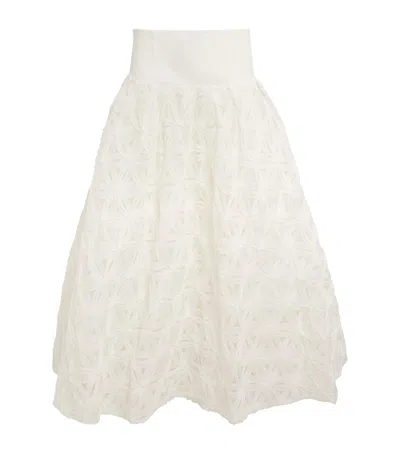 Simkhai Embroidered Mindy Midi Skirt In White