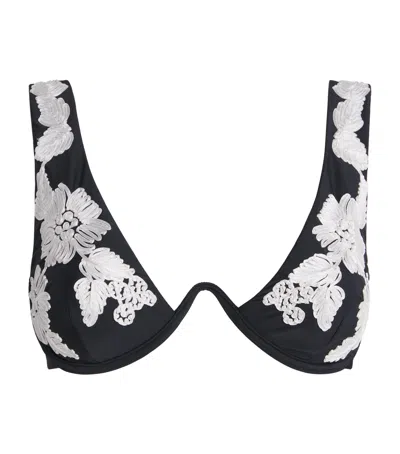 Simkhai Embroidered Rosie Bikini Top In Black