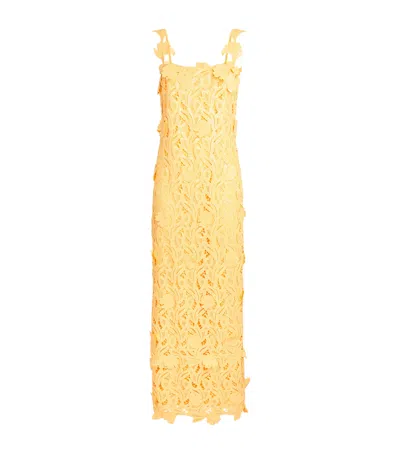 Simkhai Marenna Broderie Anglaise Sequined Gown In Yellow