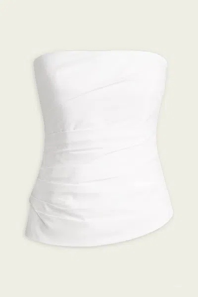Simkhai Emerson Ruched Bustier Top In White