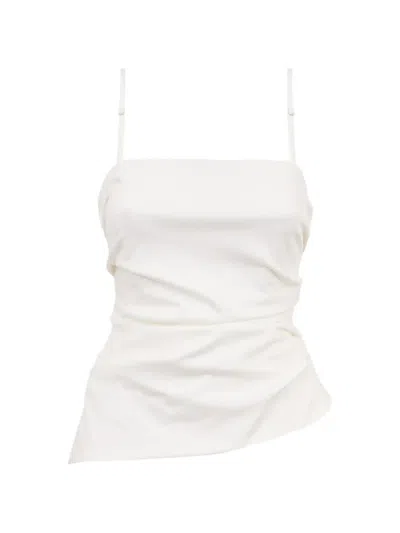 Simkhai Emerson Ruched Asymmetric Tank Top In White