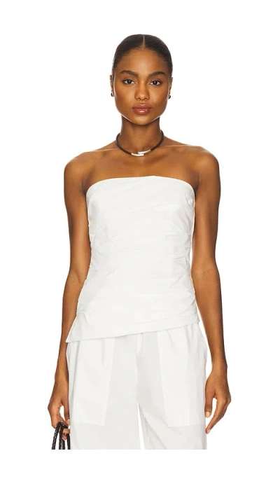Simkhai Emerson Ruched Bustier Top In White