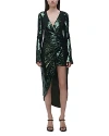 Simkhai Emersyn Ruched Sequined Tulle Midi Dress In Emerald
