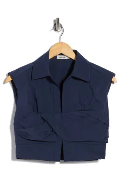 Simkhai Emie Cap Sleeve Boxy Crop Top In Blue