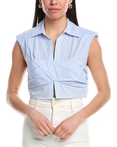 Simkhai Emie Cropped Box Sleeve Top In Blue