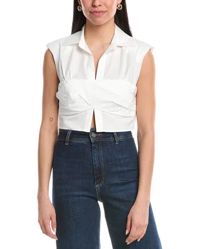 Simkhai Emie Cropped Box Sleeve Top In White