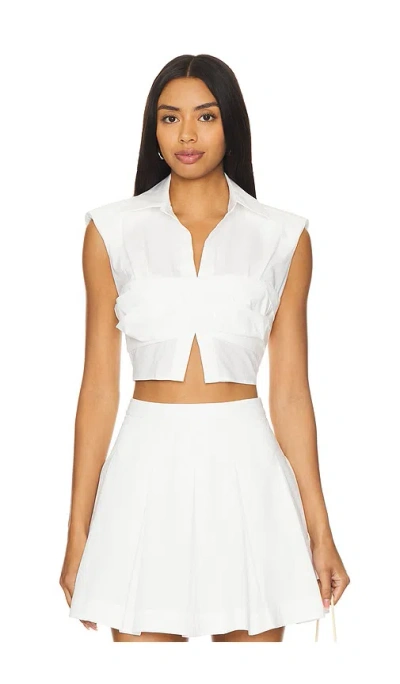 Simkhai Emie Cropped Box Sleeve Top In White