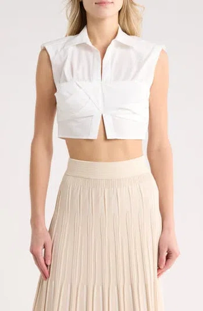 Simkhai Emie Cropped Boxy Top In White