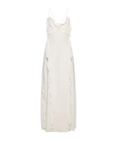 Simkhai Emily Ruffled Cupro-blend Crepe Maxi Dress In White