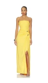 Simkhai Emma Strapless Embellished Jersey Gown In Yellow