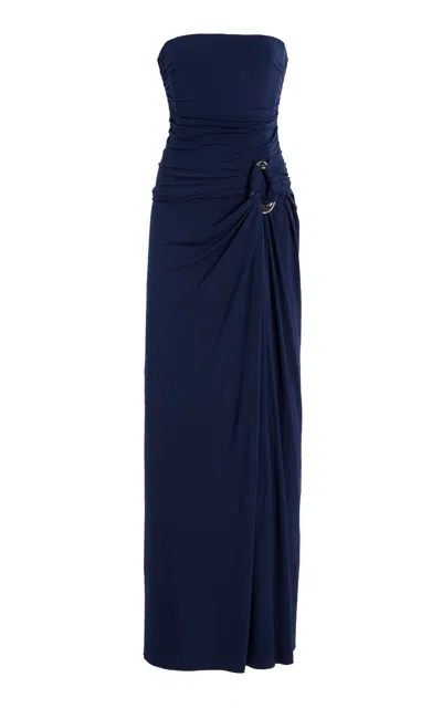 Simkhai Emma Draped Stretch-jersey Maxi Dress In Navy