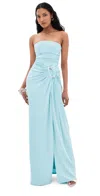 Simkhai Womens Emma Gathered Bustier Jersey Maxi Gown Pool In Blue