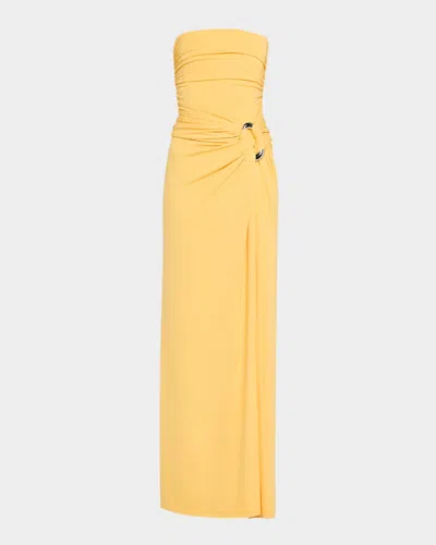 Simkhai Emma Strapless Jersey Bustier Maxi Dress In Yellow
