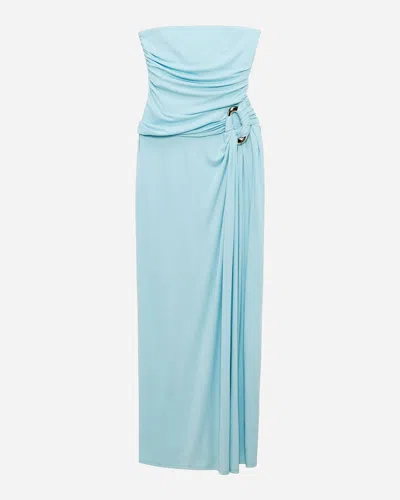 Simkhai Womens Emma Gathered Bustier Jersey Maxi Gown Pool In Blue