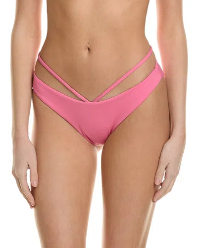 Simkhai Emmalynn Solid Strappy Bikini Bottom In Pink