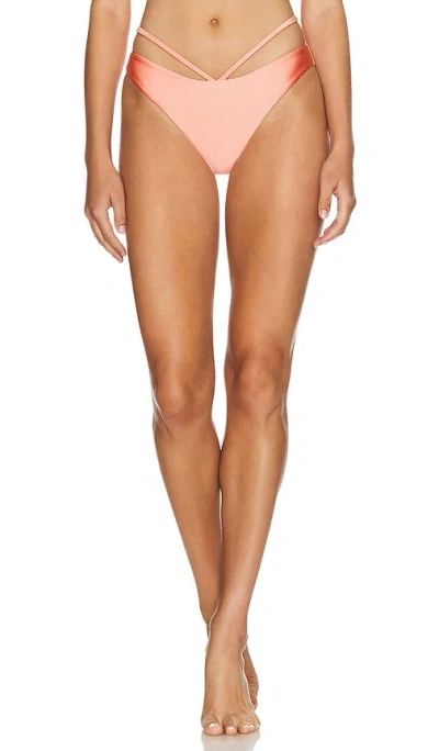 Simkhai Emmalynn Strappy Bikini Bottom In Grapefruit