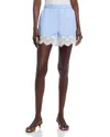 Simkhai Emmie Lace-trimmed Striped Cotton Shorts In Blue