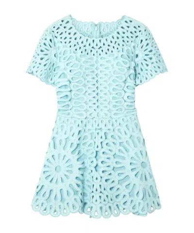 Simkhai Emrys Broderie Anglaise Cotton-blend Mini Dress In Blue