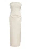 Simkhai Enid Satin Bustier Midi Dress In White