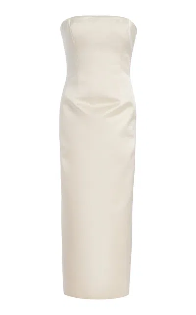 Simkhai Enid Satin Bustier Midi Dress In White