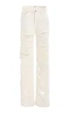 Simkhai Erie High-waist Distressed Cotton Pants In White