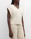 Shop Simkhai Erin Cotton-blend V-neck Sweater Vest In Ivory