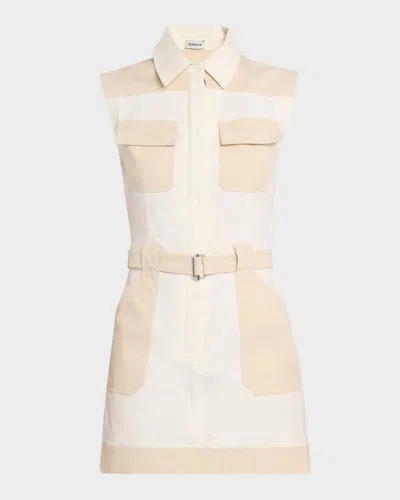 Simkhai Esmee Sleeveless Mini Utility Dress In Ivory Multi