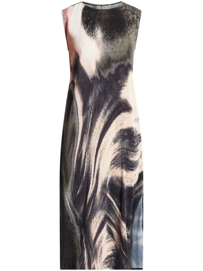 Simkhai Evana Watercolour-effect Midi Dress In Black