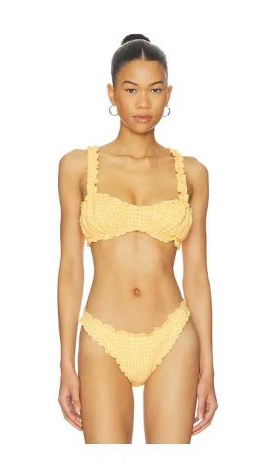 Simkhai Evander Ruched Bikini Top In Multi