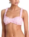 Simkhai Womens Daisy Multi Evander Ruched Bikini Top In Pink