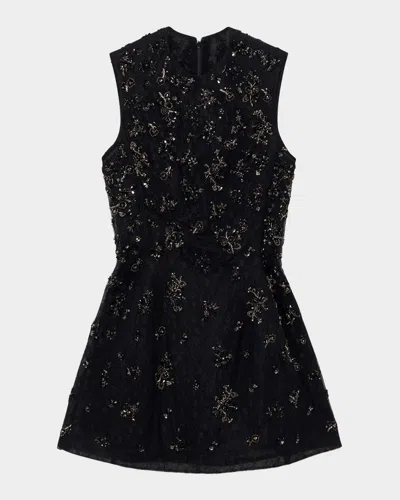 SIMKHAI EVELINA CRYSTAL-EMBELLISHED LACE MINI DRESS