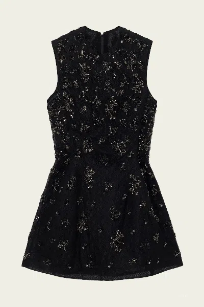 SIMKHAI EVELINA EMBELLISHED LACE MINI DRESS IN BLACK