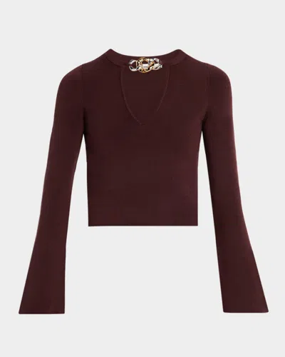 Simkhai Evren Wool Chain Cut-out Top In Brown