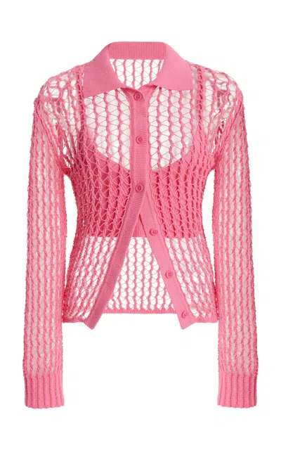 Simkhai Exclusive Luza Crocheted Cotton-blend Cardigan In Pink