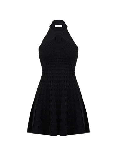 Simkhai Short Dress Jenna With Flared Design And Perforated Details In Black Tech Fabric For Women