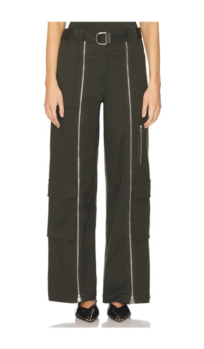 Simkhai Fabiana Belted Cotton Flare Pants In Green