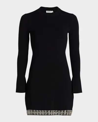 Simkhai Farley Embellished Knit Mini Dress In Black