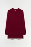 Simkhai Farley Embellished Knit Mini Dress In Oxblood In Burgundy
