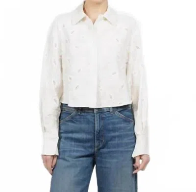 Simkhai Farlowe Cropped Shirt In Ivory In White