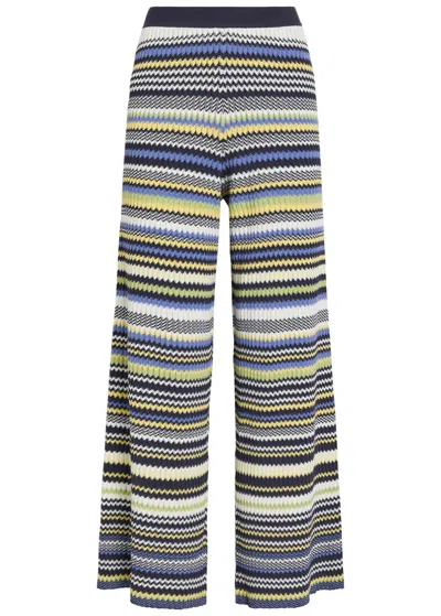 Simkhai Farrah Chevron Knit Trousers In Navy